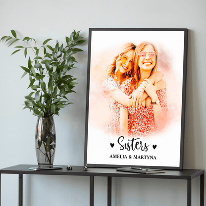 Portret sióstr - plakat, spersonalizowany prezent dla siostry - Adamell.pl
