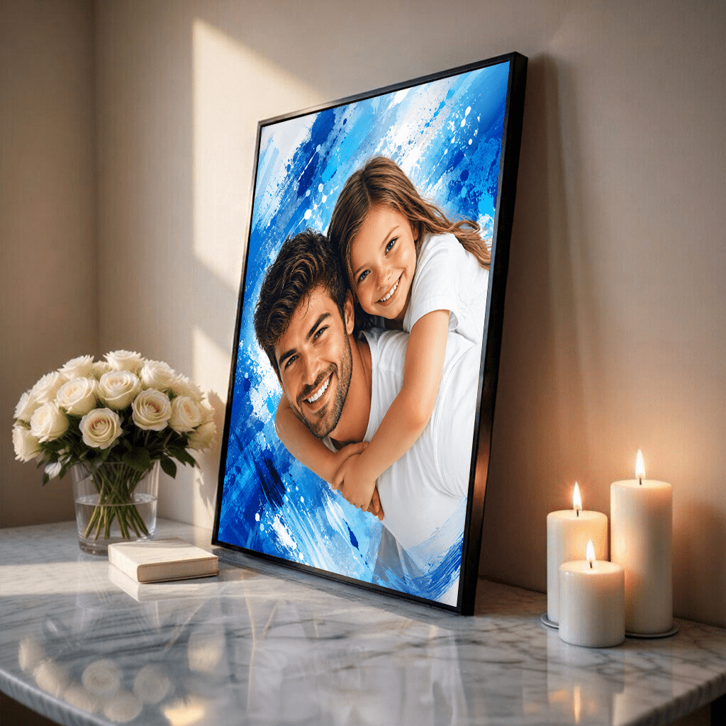 Portret taty z dzieckiem - plakat, spersonalizowany prezent dla taty - Adamell.pl