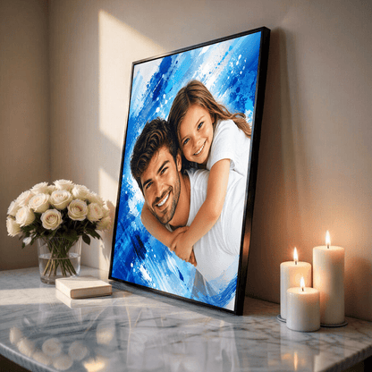 Portret taty z dzieckiem - plakat, spersonalizowany prezent dla taty - Adamell.pl