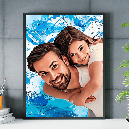 Portret taty z dzieckiem - plakat, spersonalizowany prezent dla taty - Adamell.pl