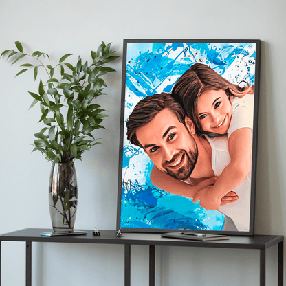 Portret taty z dzieckiem - plakat, spersonalizowany prezent dla taty - Adamell.pl