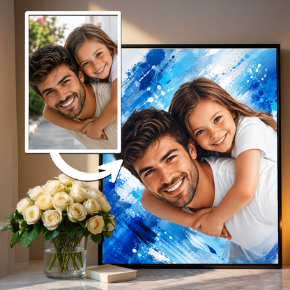 Portret taty z dzieckiem - plakat, spersonalizowany prezent dla taty - Adamell.pl