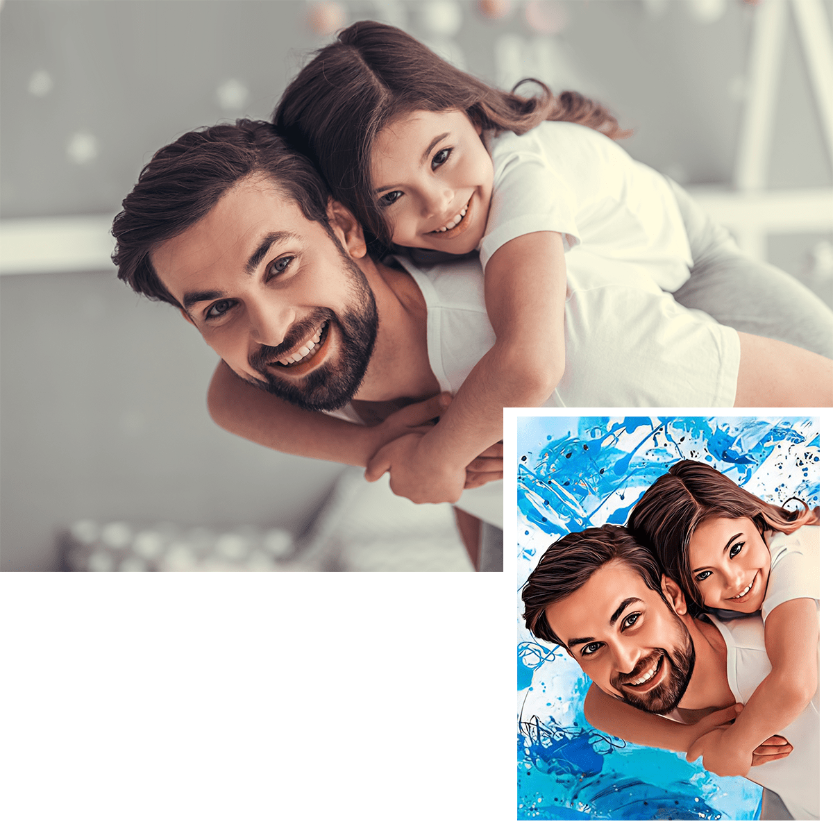 Portret taty z dzieckiem - plakat, spersonalizowany prezent dla taty - Adamell.pl