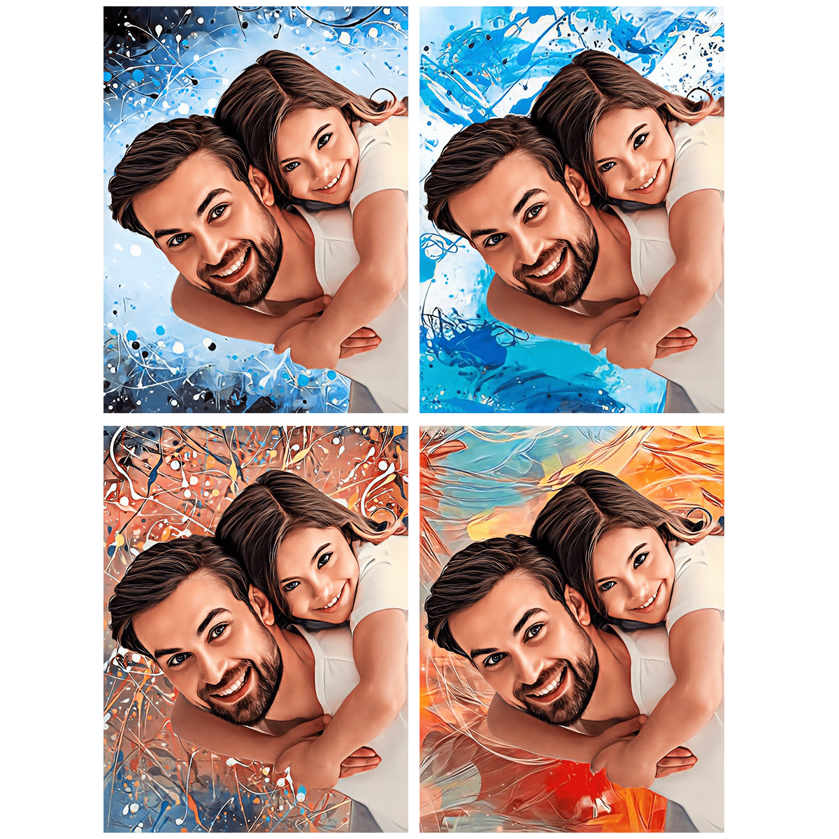 Portret taty z dzieckiem - plakat, spersonalizowany prezent dla taty - Adamell.pl