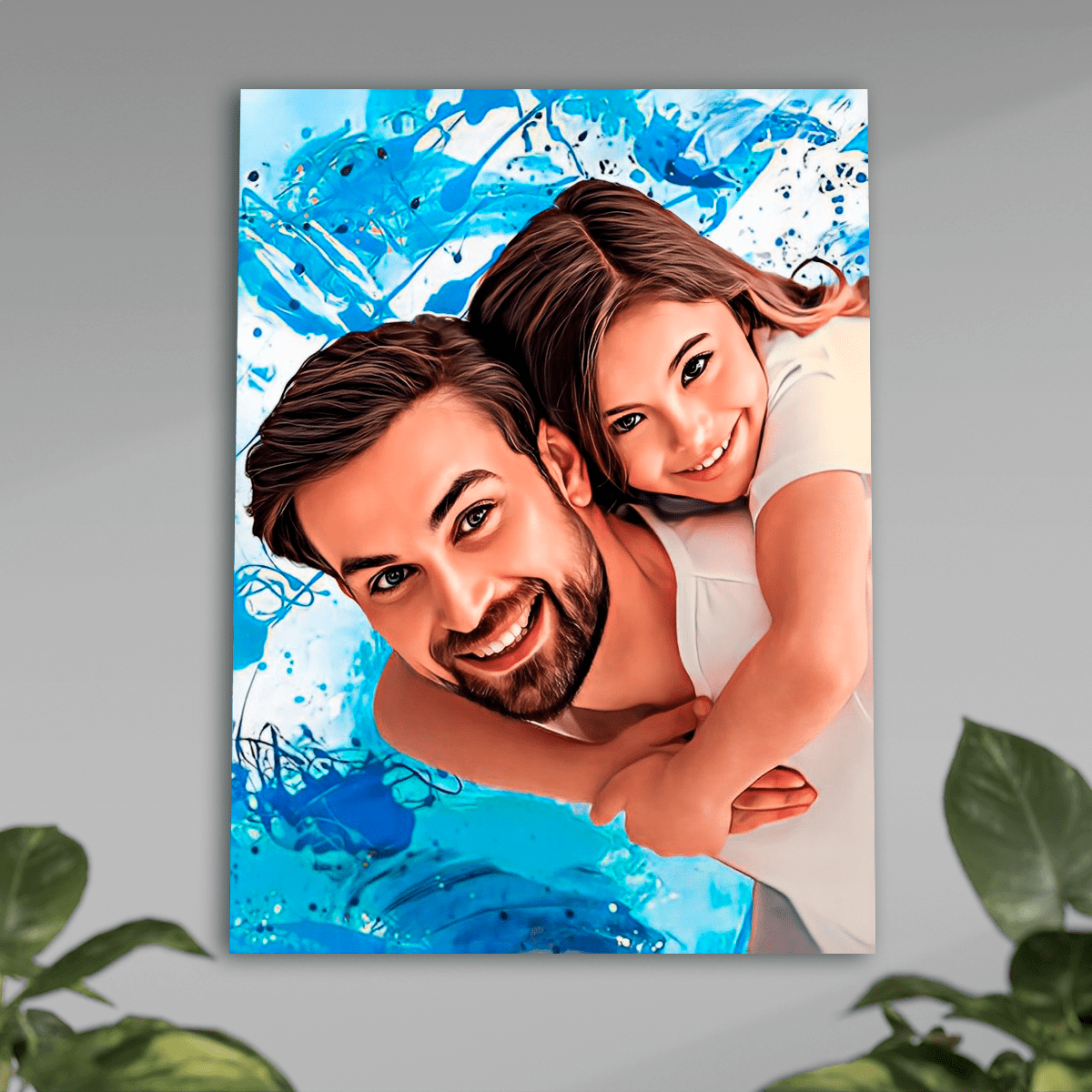 Portret taty z dzieckiem - plakat, spersonalizowany prezent dla taty - Adamell.pl