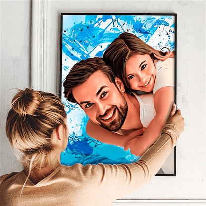 Portret taty z dzieckiem - plakat, spersonalizowany prezent dla taty - Adamell.pl