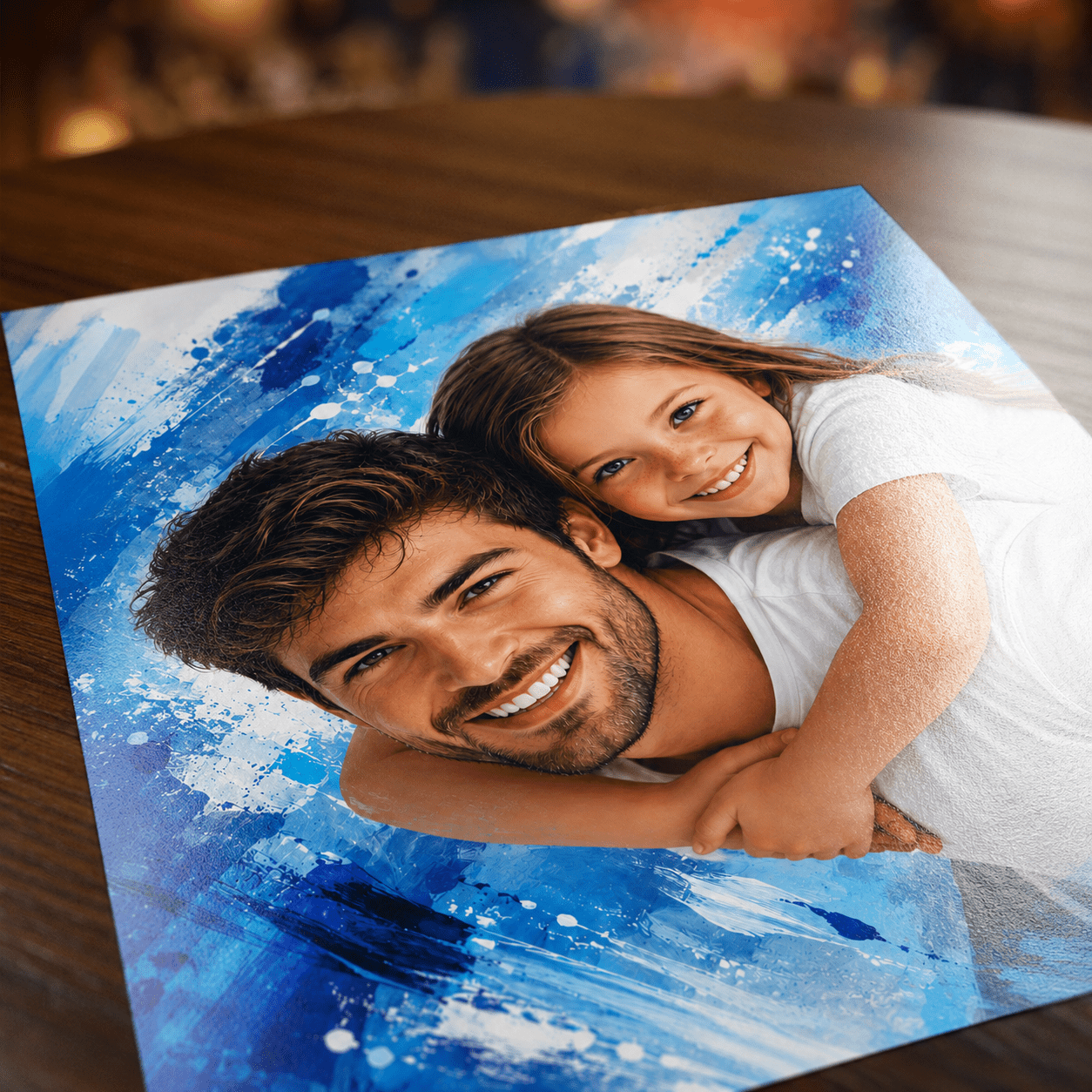 Portret taty z dzieckiem - plakat, spersonalizowany prezent dla taty - Adamell.pl