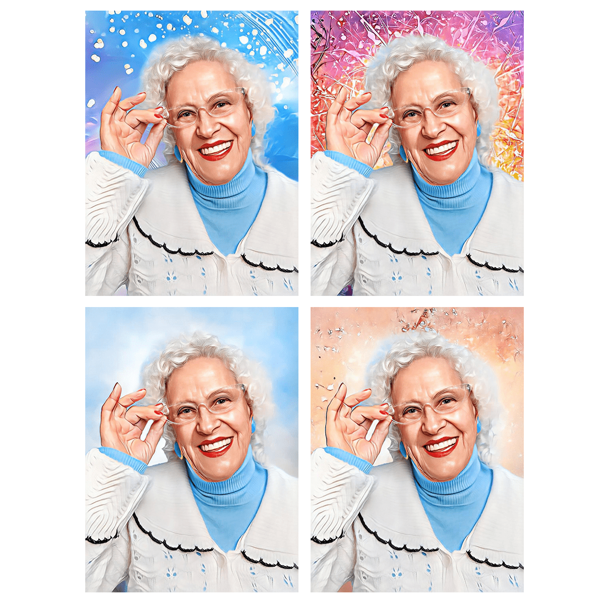 Portret ukochanej babci - plakat, spersonalizowany prezent dla babci - Adamell.pl