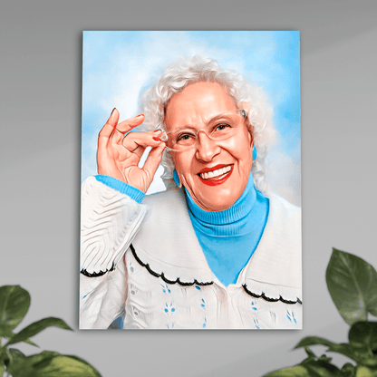 Portret ukochanej babci - plakat, spersonalizowany prezent dla babci - Adamell.pl