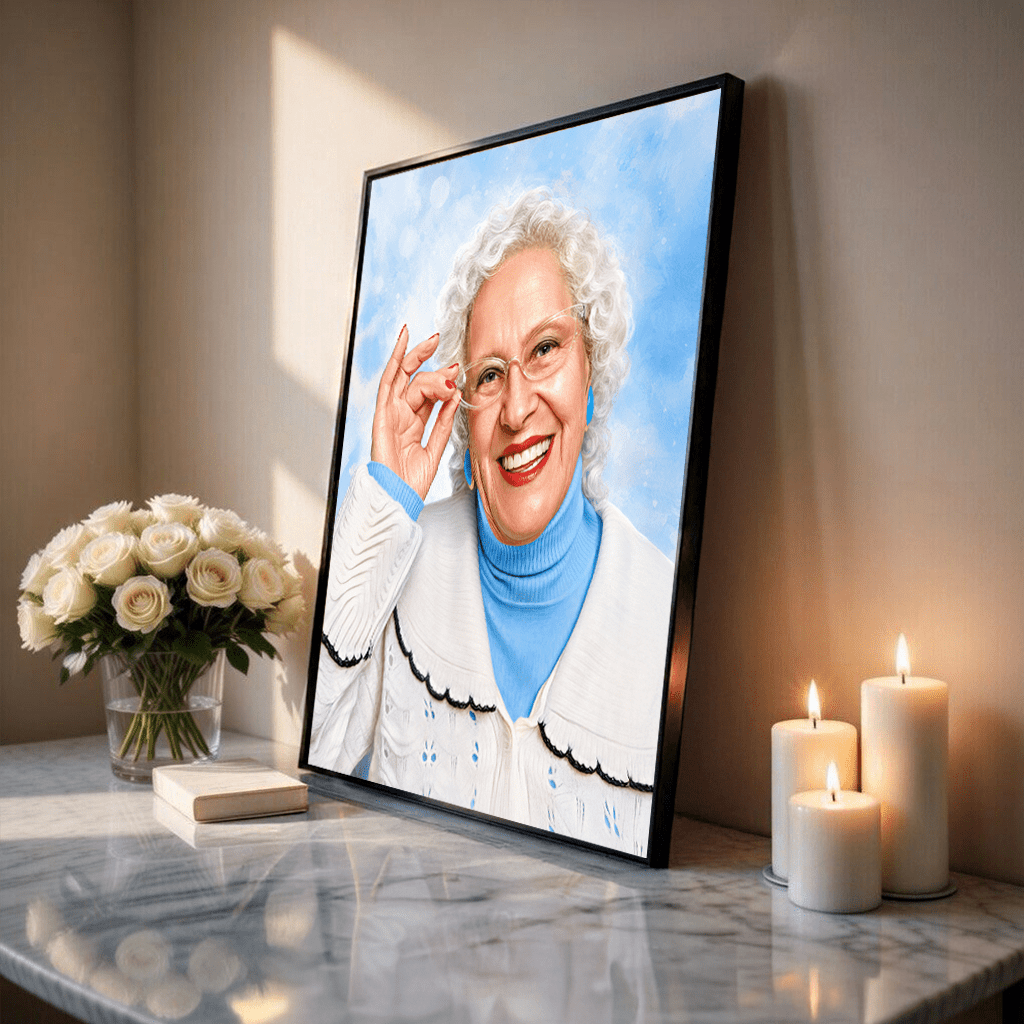 Portret ukochanej babci - plakat, spersonalizowany prezent dla babci - Adamell.pl