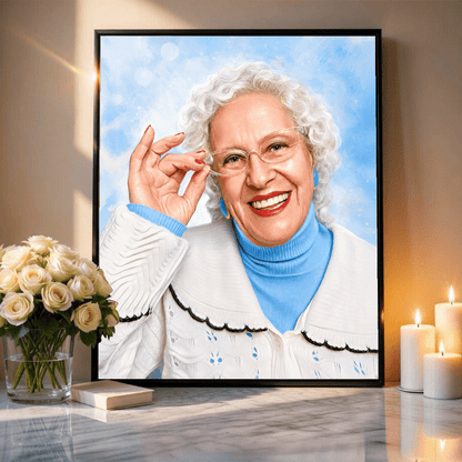 Portret ukochanej babci - plakat, spersonalizowany prezent dla babci - Adamell.pl