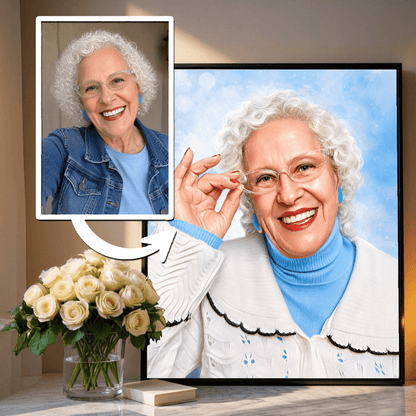 Portret ukochanej babci - plakat, spersonalizowany prezent dla babci - Adamell.pl