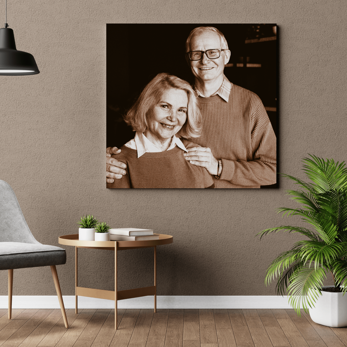 Portret w stylu retro - druk na płótnie, spersonalizowany prezent dla pary - Adamell.pl