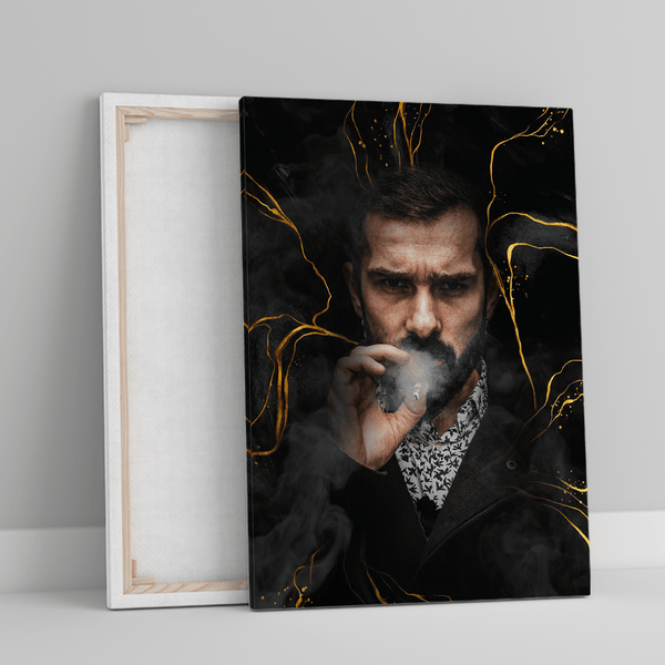 Portret z ciemnym tłem - druk na płótnie, spersonalizowany prezent dla mężczyzny - Adamell.pl