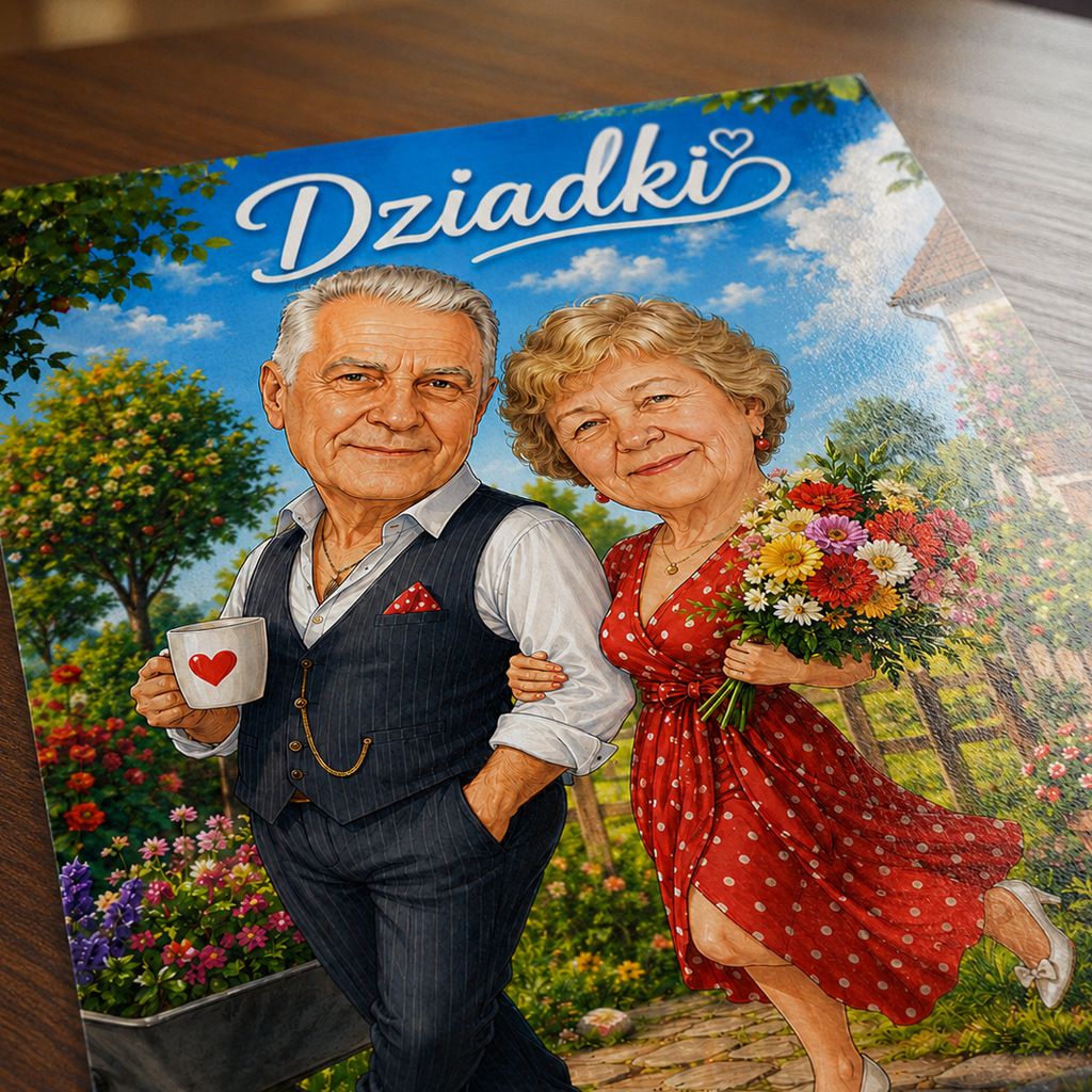 Portret ze zdjęcia na plakacie Karykatura prezent dla dziadków - Adamell.pl