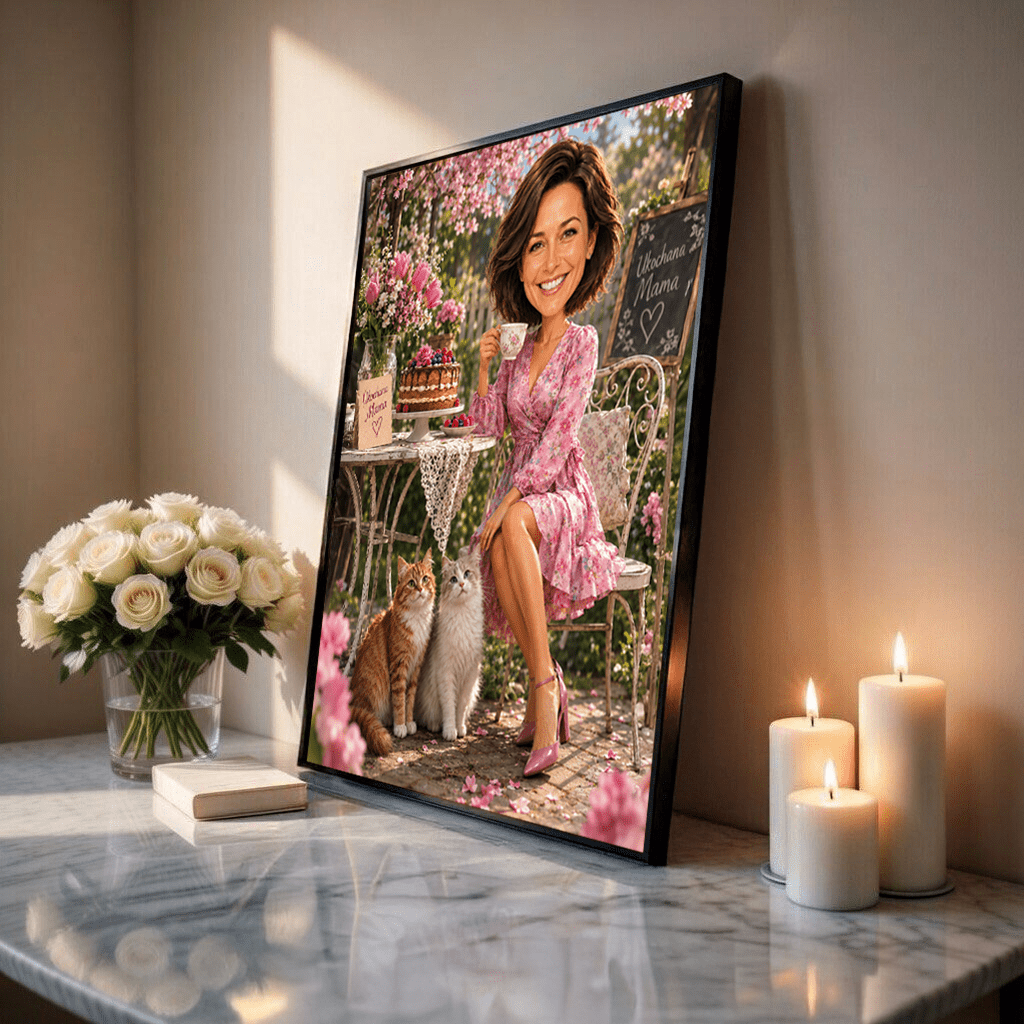 Portret ze zdjęcia na plakacie Mama tortem prezent dla mamy - Adamell.pl