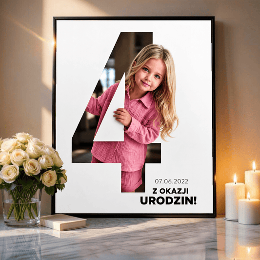 Portret ze zdjęcia na plakacie Radosne Cyfry prezent na urodziny - Adamell.pl