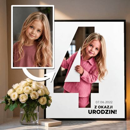 Portret ze zdjęcia na plakacie Radosne Cyfry prezent na urodziny - Adamell.pl