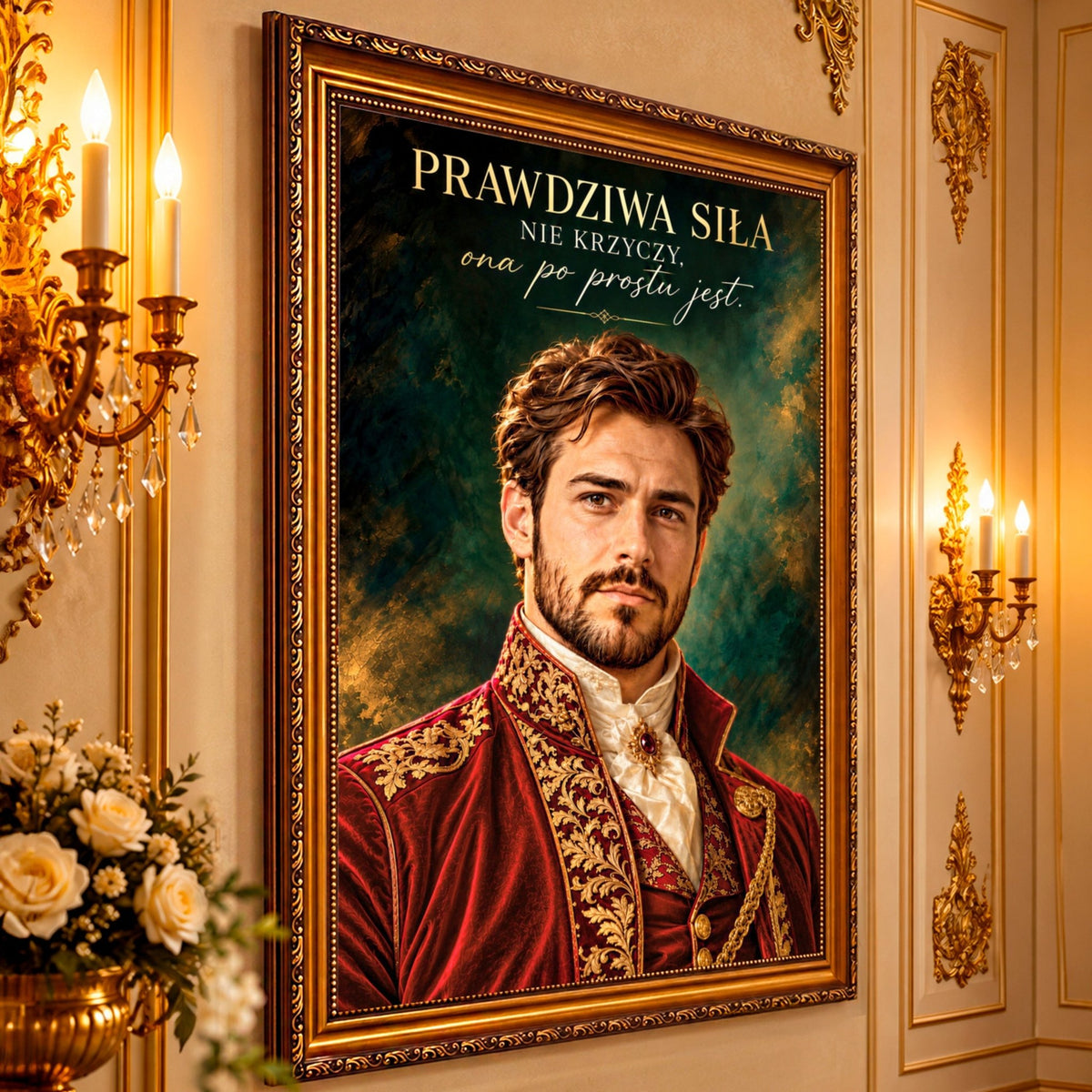 Portret ze zdjęcia na płótnie cytatem prezent dla mężczyzny - Adamell.pl