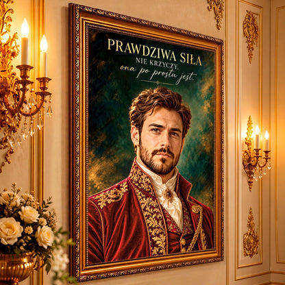 Portret ze zdjęcia na płótnie cytatem prezent dla mężczyzny - Adamell.pl