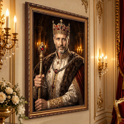 Portret ze zdjęcia na płótnie Dziadek król — prezent dla dziadka - Adamell.pl