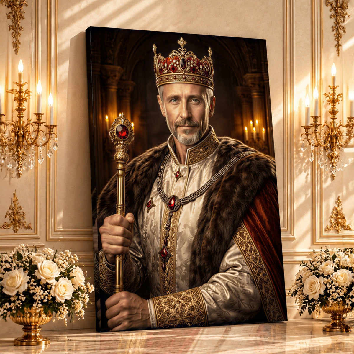 Portret ze zdjęcia na płótnie Dziadek król — prezent dla dziadka - Adamell.pl