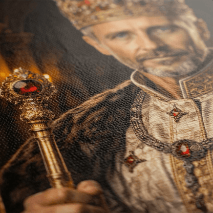 Portret ze zdjęcia na płótnie Dziadek król — prezent dla dziadka - Adamell.pl