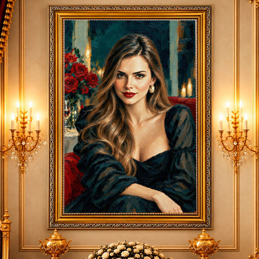 Portret ze zdjęcia na płótnie Elegancka kobieta — prezent dla kobiety - Adamell.pl