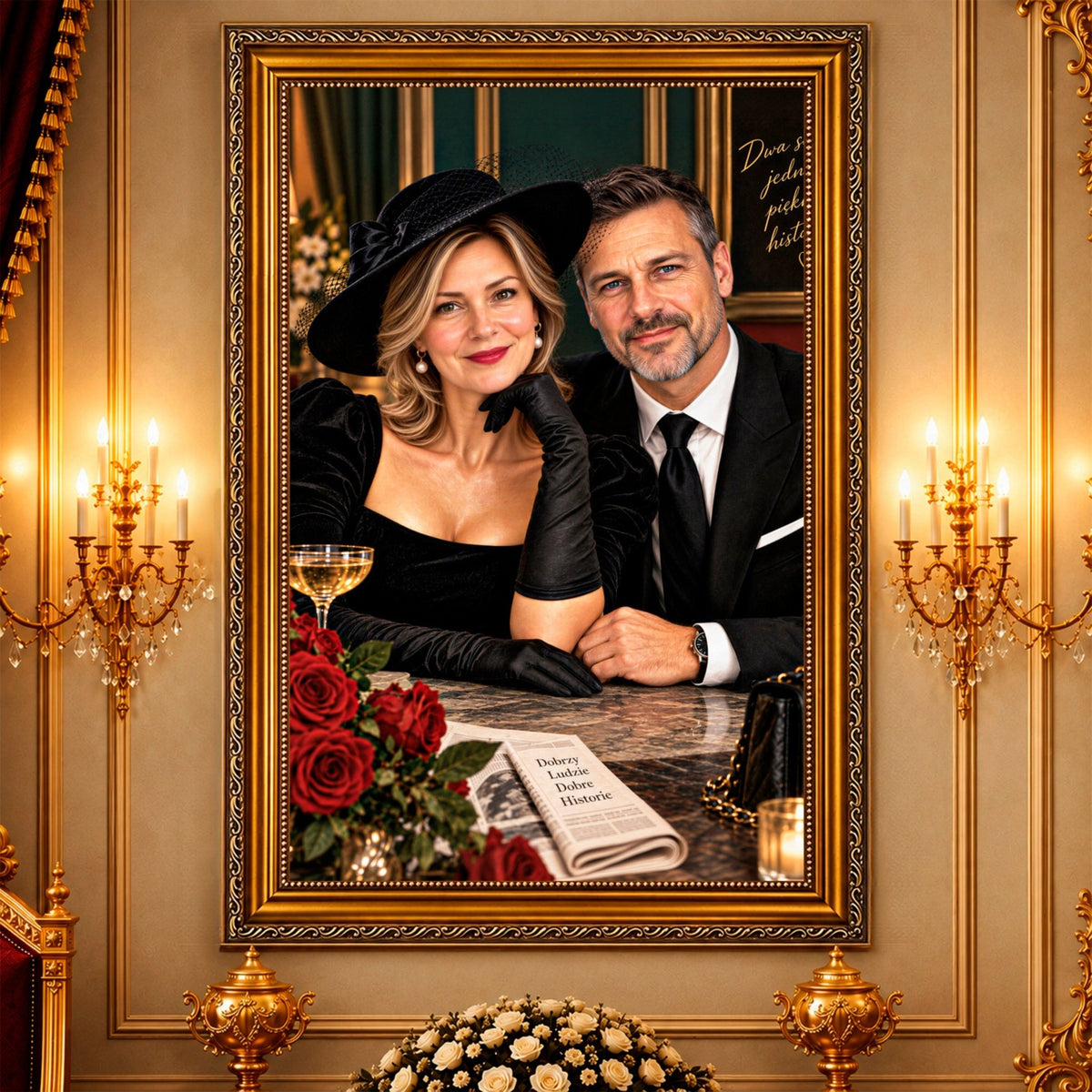 Portret ze zdjęcia na płótnie Elegancka para — prezent dla pary - Adamell.pl