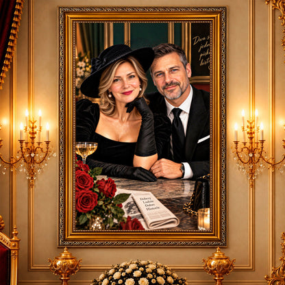 Portret ze zdjęcia na płótnie Elegancka para — prezent dla pary - Adamell.pl