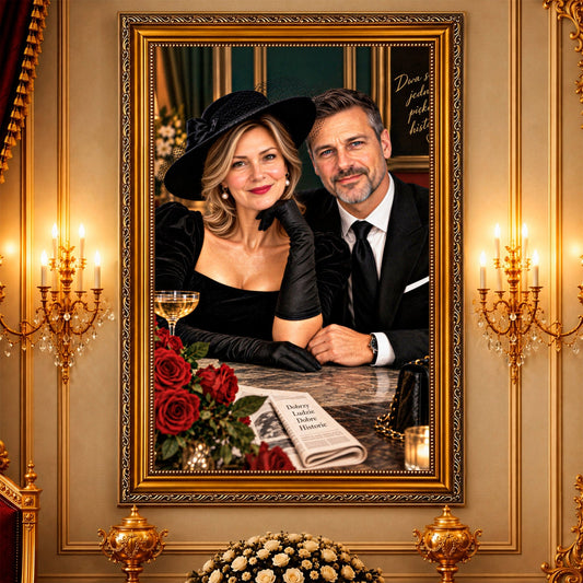 Portret ze zdjęcia na płótnie Elegancka para — prezent dla pary - Adamell.pl