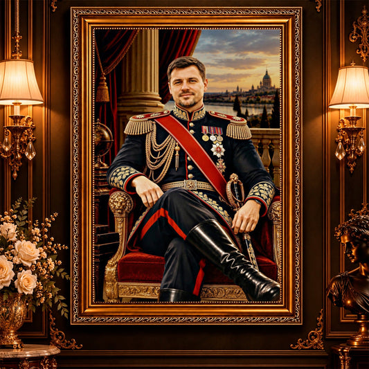 Portret ze zdjęcia na płótnie Generał — prezent dla męża - Adamell.pl