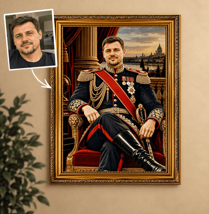 Portret ze zdjęcia na płótnie Generał — prezent dla męża - Adamell.pl
