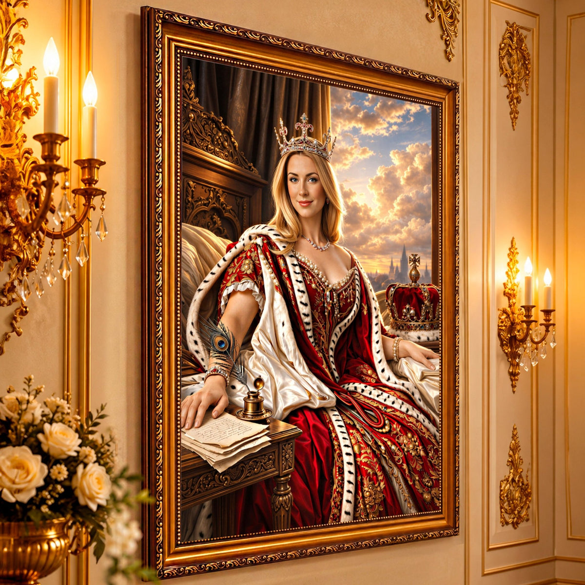 Portret ze zdjęcia na płótnie Historyczna królowa — prezent dla mamy - Adamell.pl