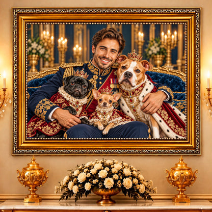 Portret ze zdjęcia na płótnie Król z psami — prezent dla mężczyzny - Adamell.pl