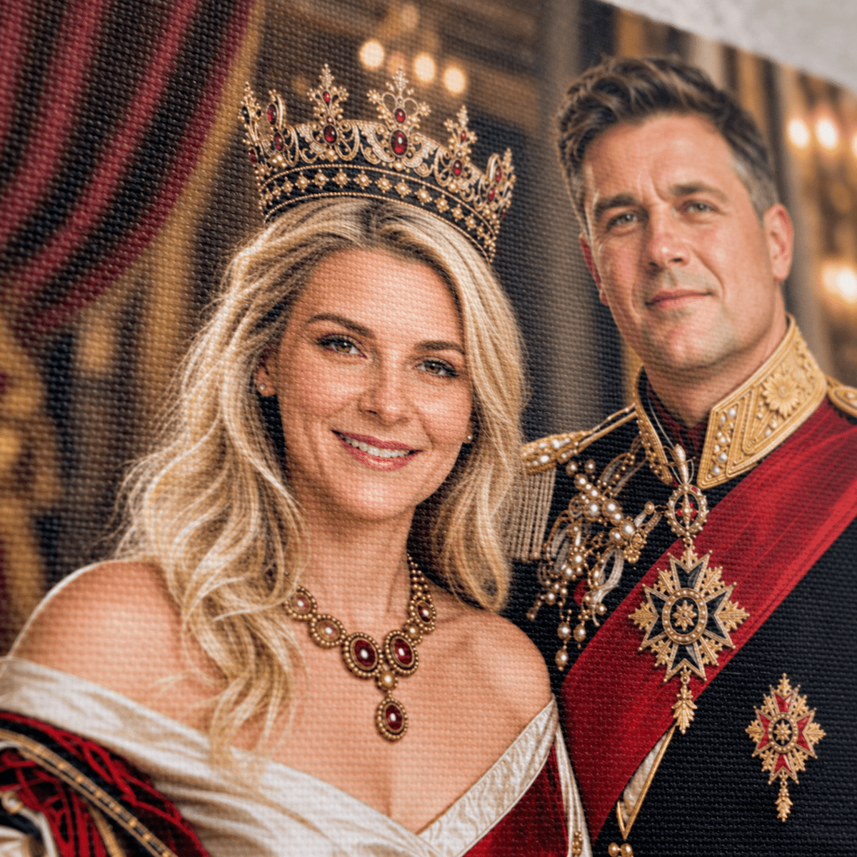 Portret ze zdjęcia na płótnie Królewska para — prezent dla pary - Adamell.pl