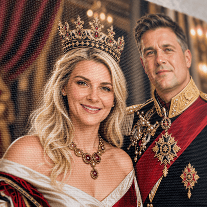 Portret ze zdjęcia na płótnie Królewska para — prezent dla pary - Adamell.pl
