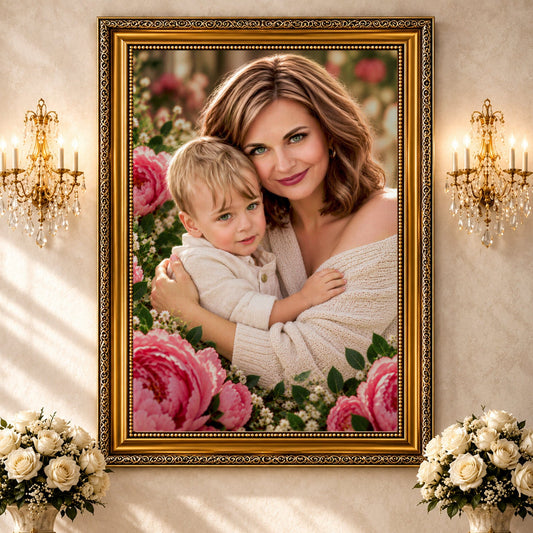 Portret ze zdjęcia na płótnie Mama i dziecko portret — prezent dla mamy - Adamell.pl