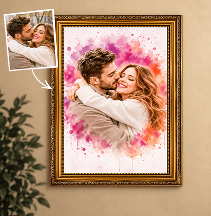 Portret ze zdjęcia na płótnie Portret akwarelą — prezent dla pary - Adamell.pl