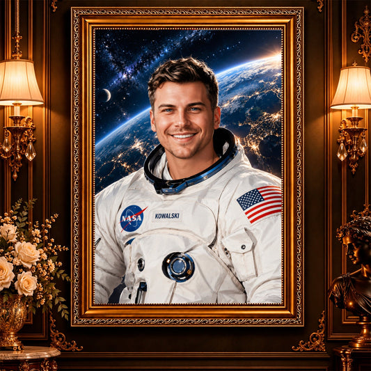 Portret ze zdjęcia na płótnie Portret astronauty na tle — prezent dla mężczyzny - Adamell.pl