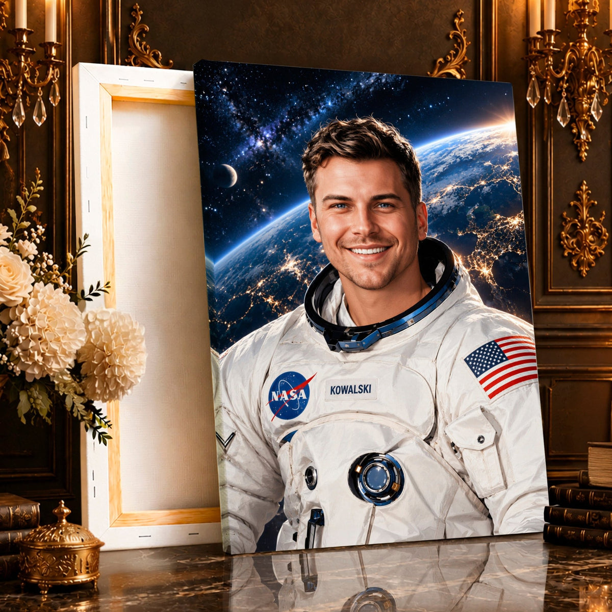 Portret ze zdjęcia na płótnie Portret astronauty na tle — prezent dla mężczyzny - Adamell.pl
