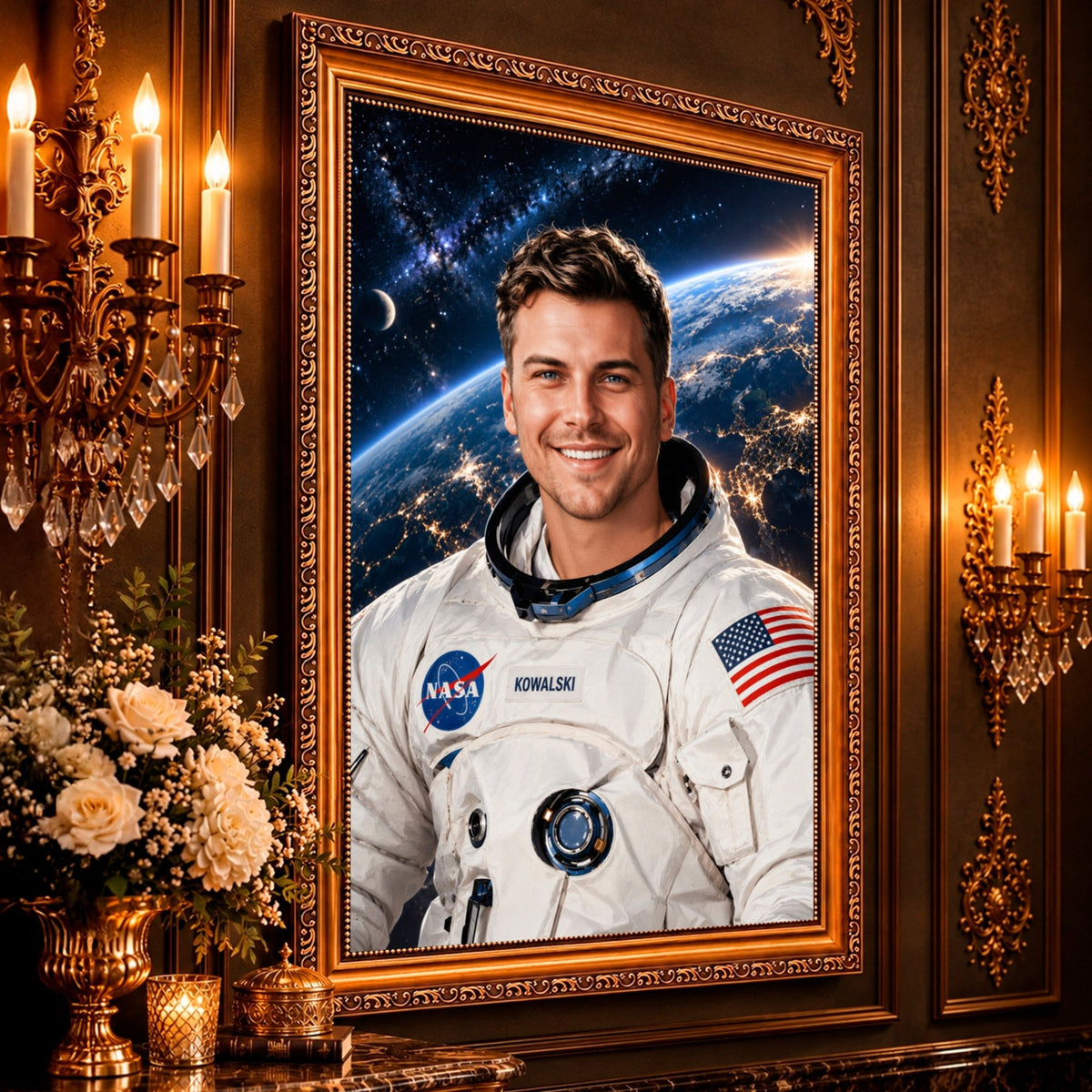 Portret ze zdjęcia na płótnie Portret astronauty na tle — prezent dla mężczyzny - Adamell.pl