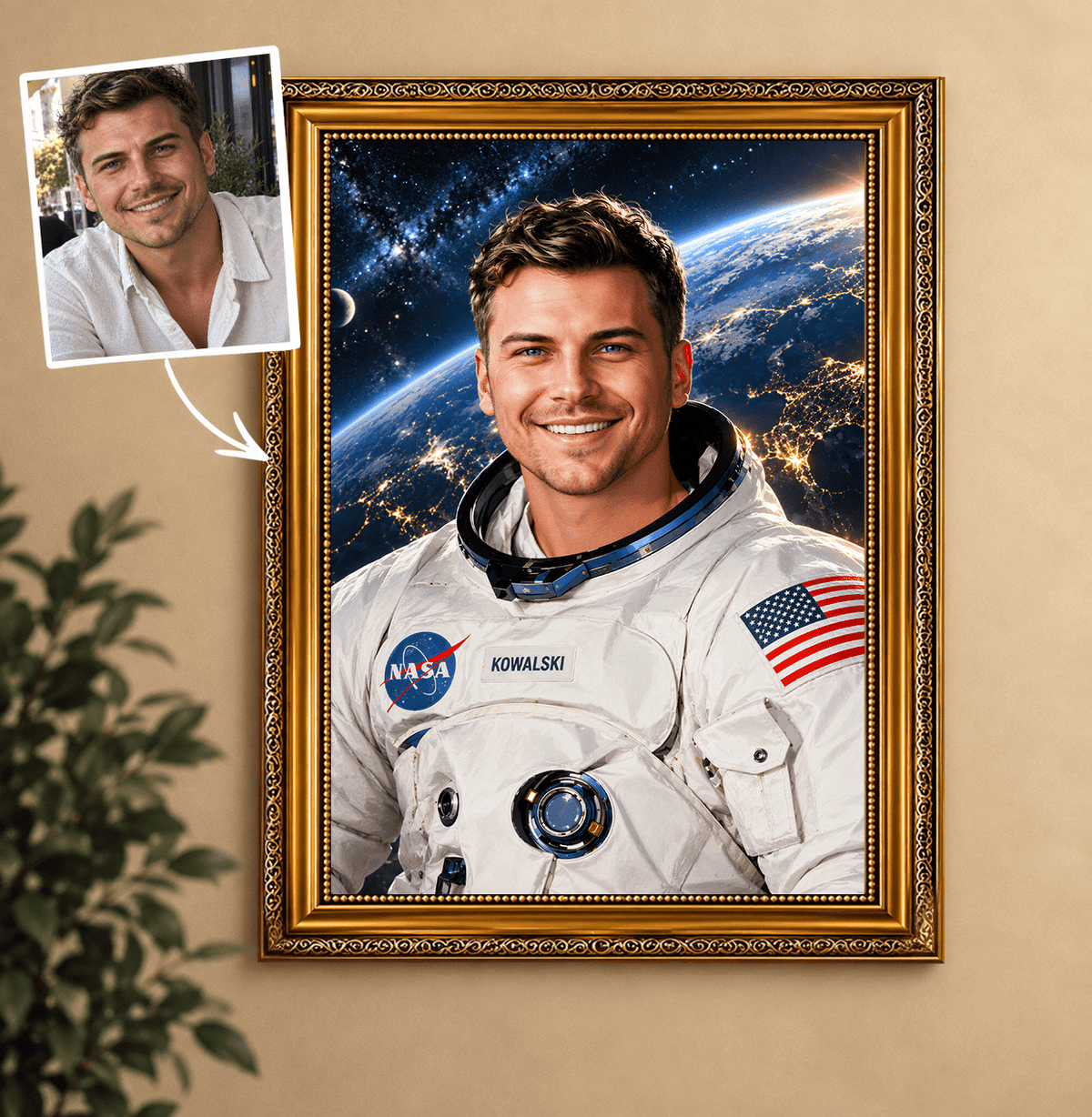 Portret ze zdjęcia na płótnie Portret astronauty na tle — prezent dla mężczyzny - Adamell.pl