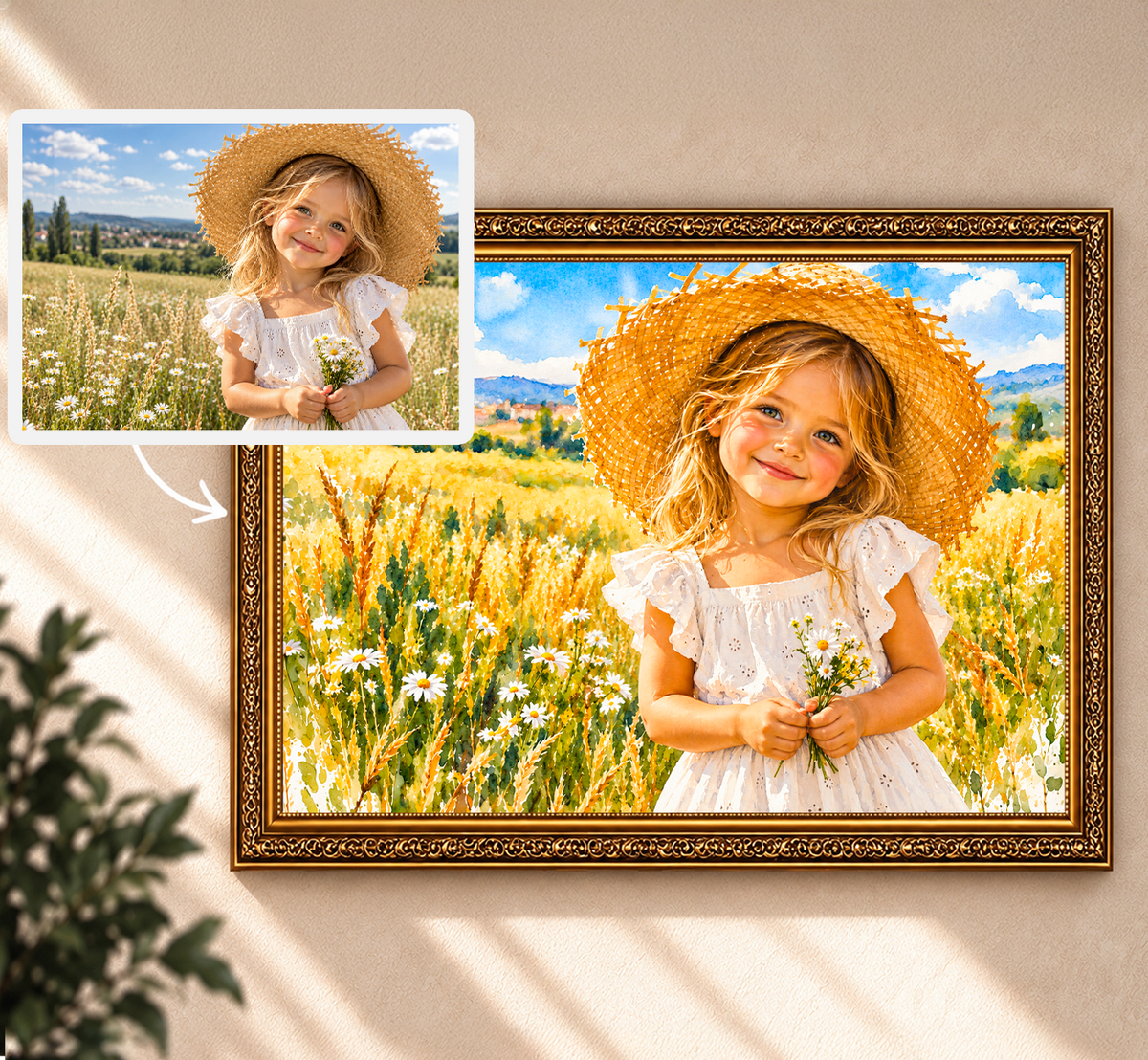 Portret ze zdjęcia na płótnie Portret dziewczynki — prezent dla dziewczynki - Adamell.pl