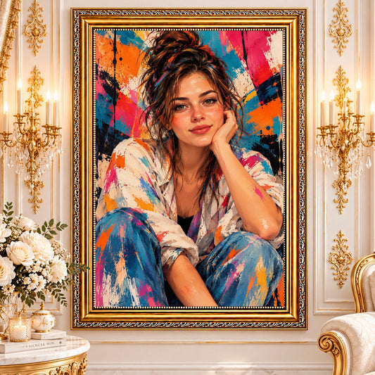 Portret ze zdjęcia na płótnie Portret w stylu pop art — prezent dla kobiety - Adamell.pl