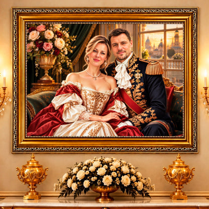 Portret ze zdjęcia na płótnie Szlachecka para — prezent dla pary - Adamell.pl