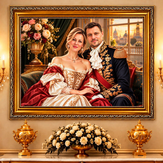 Portret ze zdjęcia na płótnie Szlachecka para — prezent dla pary - Adamell.pl