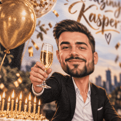 Portret ze zdjęcia na płótnie Urodzinowa niespodzianka — prezent na urodziny - Adamell.pl