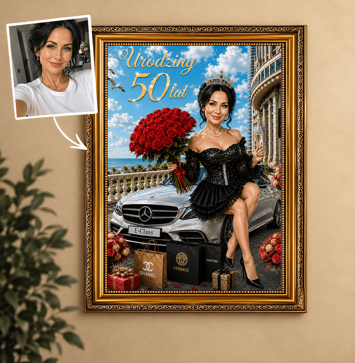 Portret ze zdjęcia na płótnie Urodziny 50 lat — prezent dla babci - Adamell.pl