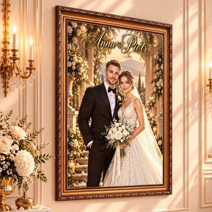 Portret ze zdjęcia na płótnie Wspólny portret nowożeńców — prezent dla pary - Adamell.pl